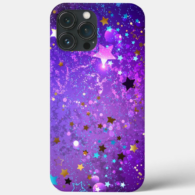 Coques Case-Mate iPhone Arrière - plan de feuille violet avec étoiles (Verso)