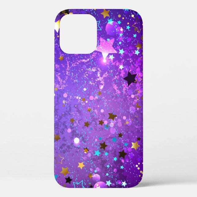Coques Case-Mate iPhone Arrière - plan de feuille violet avec étoiles (Verso)