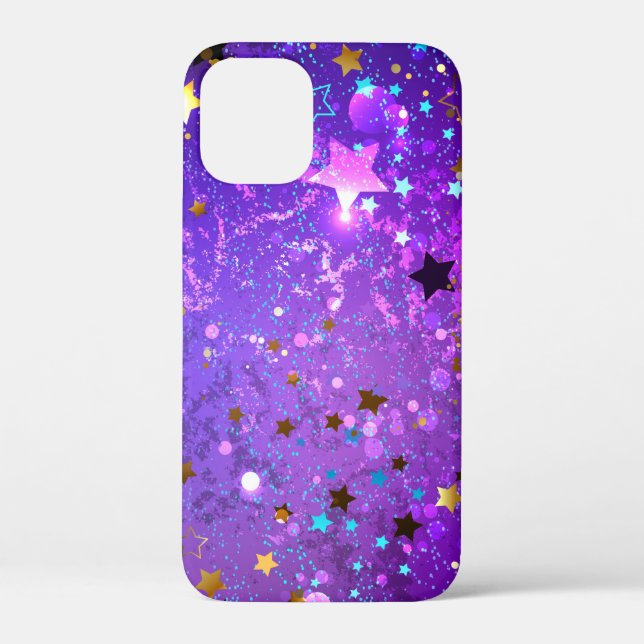 Coques Case-Mate iPhone Arrière - plan de feuille violet avec étoiles (Verso)