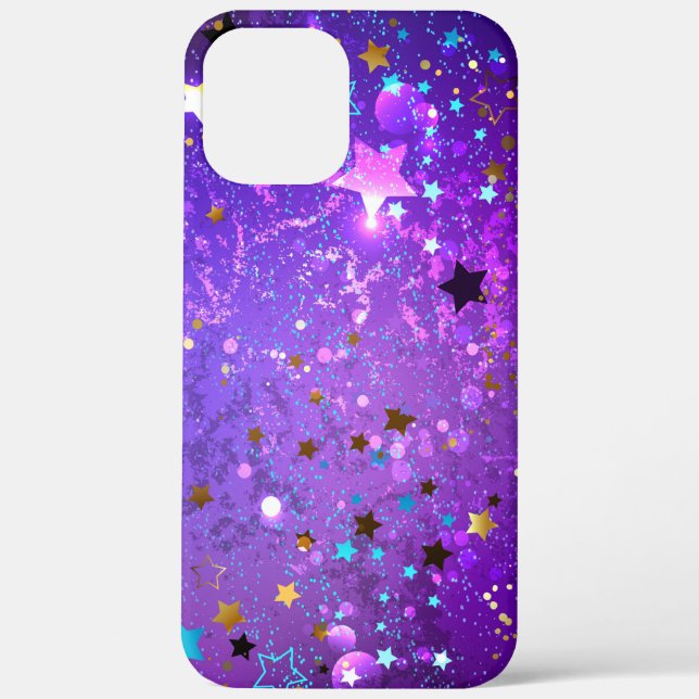 Coques Case-Mate iPhone Arrière - plan de feuille violet avec étoiles (Verso)