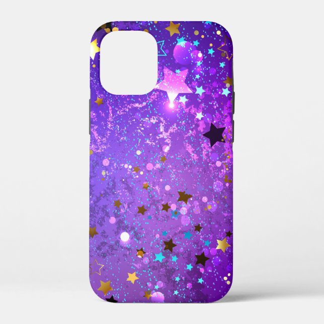 Coques Case-Mate iPhone Arrière - plan de feuille violet avec étoiles (Verso)