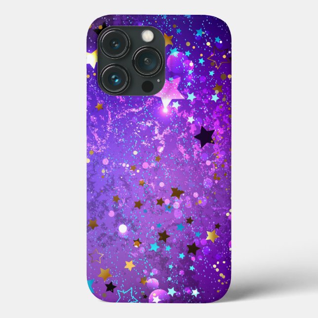 Coques Case-Mate iPhone Arrière - plan de feuille violet avec étoiles (Verso)