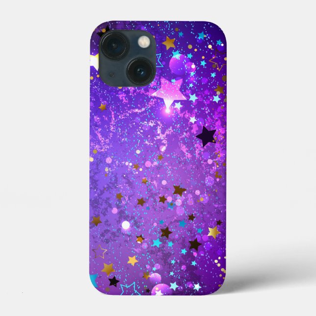Coques Case-Mate iPhone Arrière - plan de feuille violet avec étoiles (Verso)