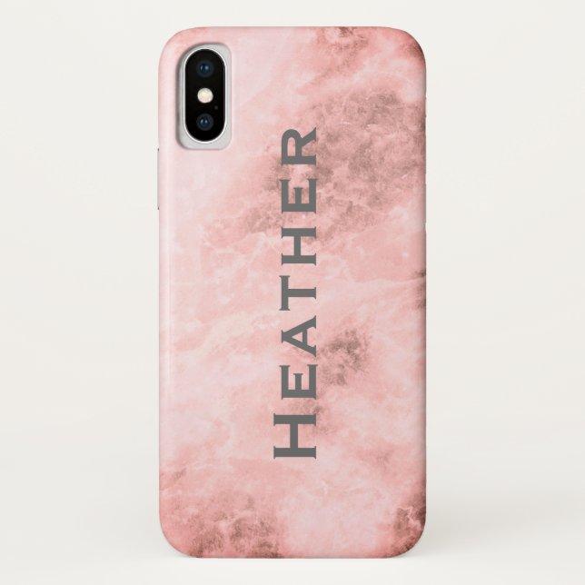 Coques Case-Mate iPhone Arrière - plan de marbre rose Monogram (Dos)