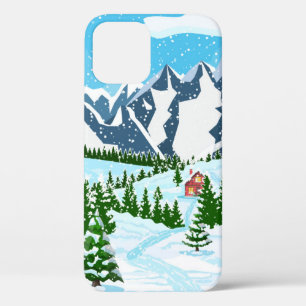 Case-Mate iPhone Case Arrière - plan de Noël d'hiver. Pin bois et sn