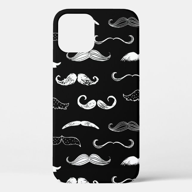 Coques Case-Mate iPhone Arrière - plan de répétition noir et blanc Moustac (Verso)
