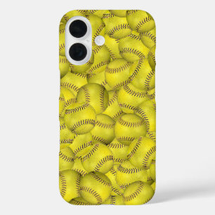 Coque Pour iPhone 16 Arrière - plan de softball jaune