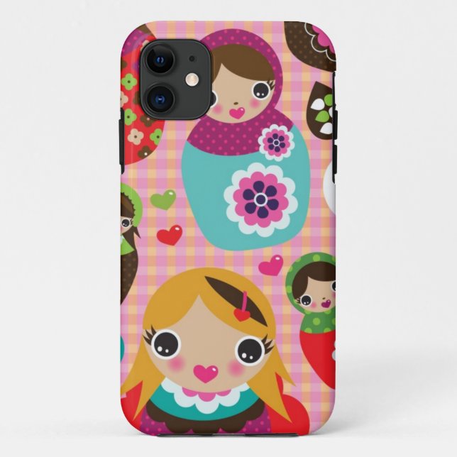 Coques Case-Mate iPhone arrière - plan d'illustration de poupée russe (Dos)