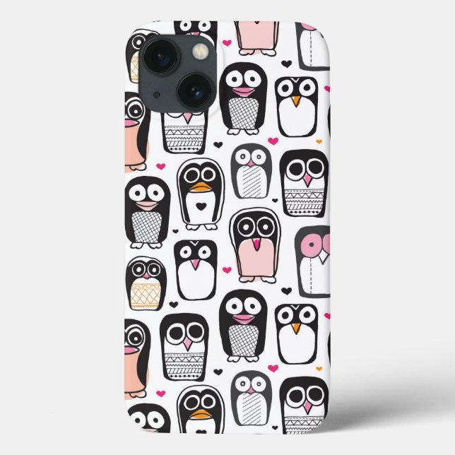 Coques Case-Mate iPhone arrière - plan d'illustration d'oiseau de pingouin (Verso)