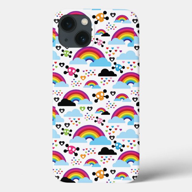 Coques Case-Mate iPhone Arrière - plan du crâne arc-en-ciel emo adolescent (Verso)