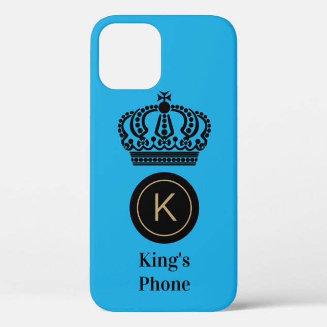 Coques Case-Mate iPhone Arrière - plan du roi du téléphone bleu Monogramme (Verso)