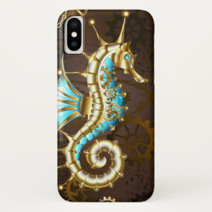 Case-Mate iPhone Case Arrière - plan en bois avec cheval de mer mécaniqu