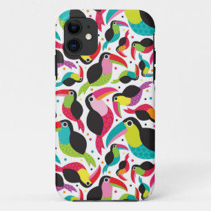Coque iPhone 11 arrière - plan exotique d'oiseau de toucan du