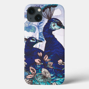 Coque Case-Mate iPhone Arrière - plan floral avec des paons