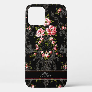 Case-Mate iPhone Case Arrière - plan Floral-Noir Rococo français personn