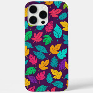 Coque iPhone 16 Pro Max Arrière - plan foncé du Motif de feuille multicolo