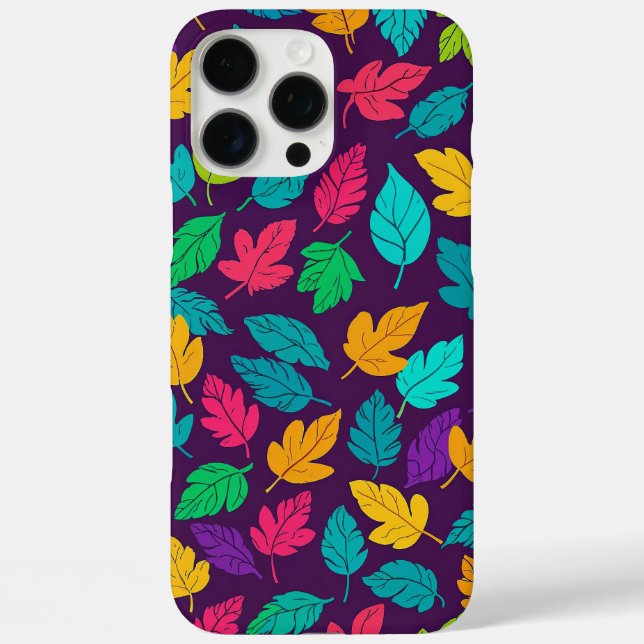 Coques Case-Mate iPhone Arrière - plan foncé du Motif de feuille multicolo (Verso)