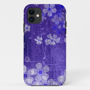 Coque Case-Mate Pour iPhone Arrière - plan grunge floral pourpre moderne de