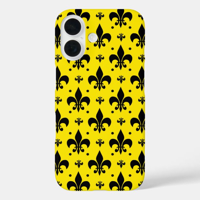 Coques Case-Mate iPhone Arrière - plan Jaune Fleur-de-lis Motif Design (Verso)