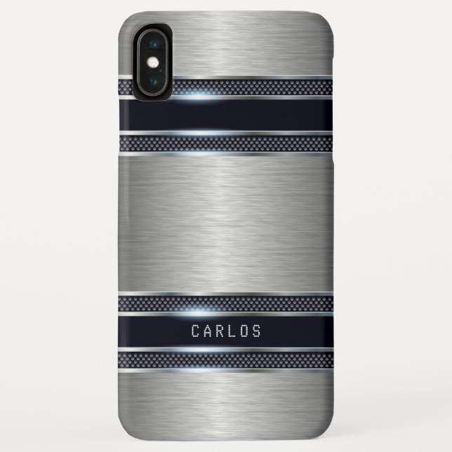 Coques Case-Mate iPhone Arrière - plan métallique géométrique gris clair (Dos)