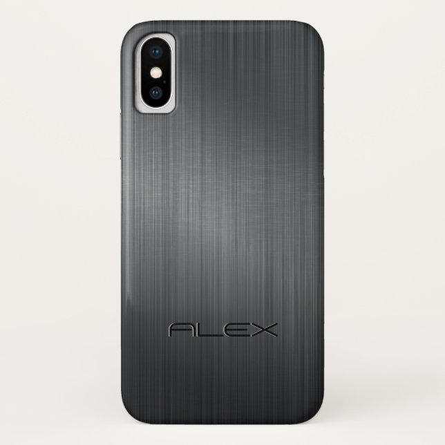 Coques Case-Mate iPhone Arrière - plan métallique gris foncé simple (Dos)