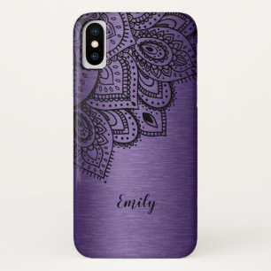 Case-Mate iPhone Case Arrière - plan métallique violet Mandala noir