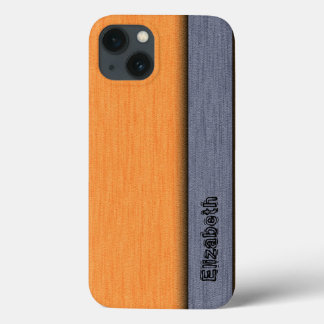 iPhone 13 Case Arrière - plan moderne orange et gris