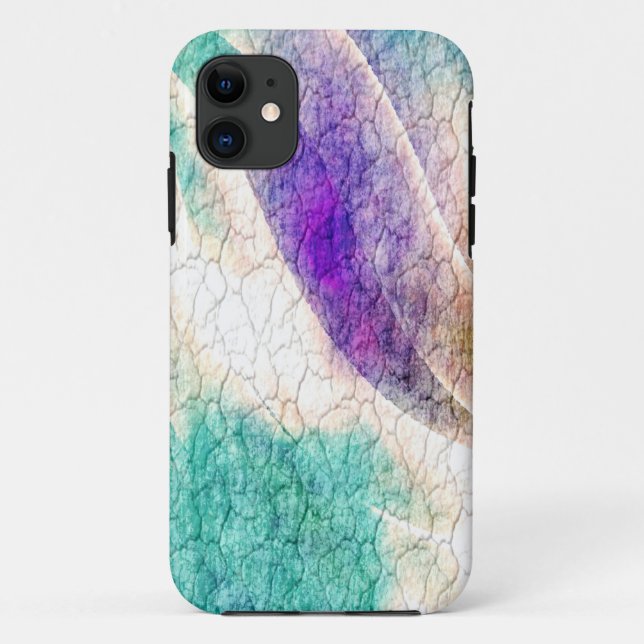 Coques Case-Mate iPhone Arrière - plan mural de crack gris violet et bleu (Dos)