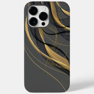 Coque Case-Mate iPhone Arrière - plan noir Abstrait avec Gold et Black Wa