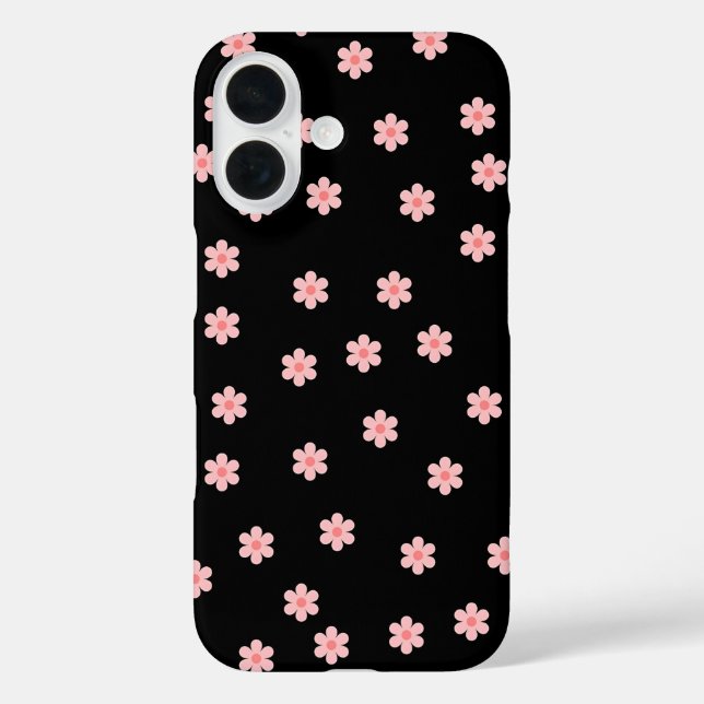 Coques Case-Mate iPhone Arrière - plan noir avec fleurs (Verso)