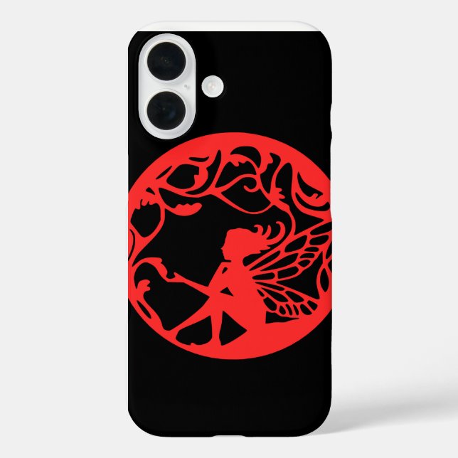 Coques Case-Mate iPhone Arrière - plan noir Fairy rouge (Verso)