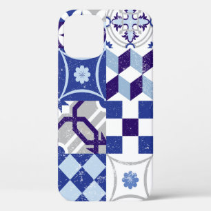 Case-Mate iPhone Case arrière - plan patchwork vintage avec bleu traditi
