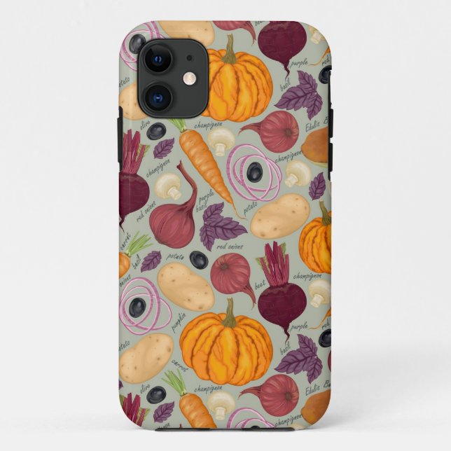 Coques Case-Mate iPhone arrière - plan rétro à base de légumes frais (Dos)