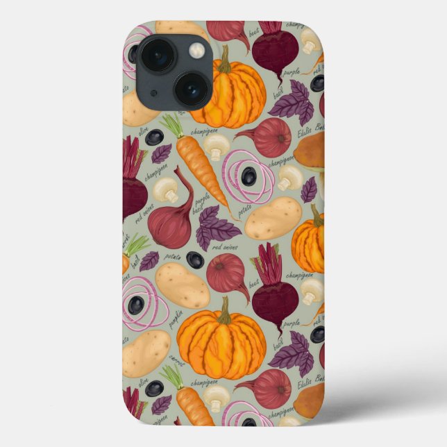 Coques Case-Mate iPhone Arrière - plan rétro de légumes frais (Verso)