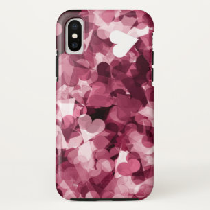 Coque Case-Mate iPhone Arrière - plan rose doux de coeurs de Kawaii