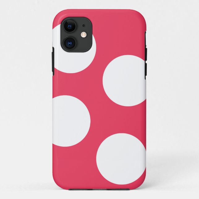Coques Case-Mate iPhone Arrière - plan rouge avec cercles blancs. Point Po (Dos)
