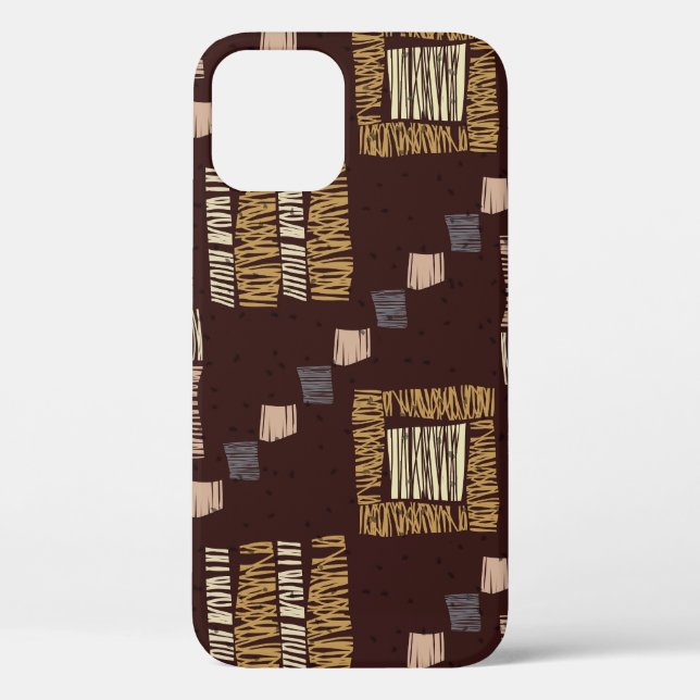 Coques Case-Mate iPhone Arrière - plan tribal ethnique Brown géométrique (Verso)