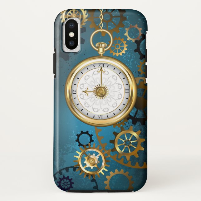 Coques Case-Mate iPhone Arrière - plan turquoise à vapeur avec engrenages (Dos)