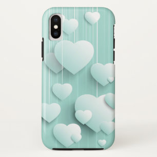 Case-Mate iPhone Case Arrière - plan vert clair avec coeur blanc 3D