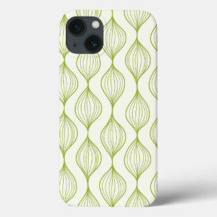 Etui iPhone 13 Arrière - plan vertical vert de motif d'ogee