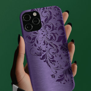 Coque Case-Mate iPhone Arrière - plan Violet Avec Dentelle Florale Violet