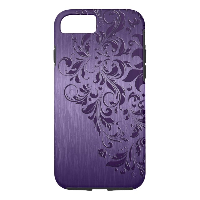 Coques Case-Mate iPhone Arrière - plan Violet Avec Dentelle Florale Violet (Dos)