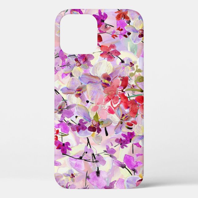 Coques Case-Mate iPhone Arrière - plans d'aquarelle Orchidée-Sakura (Verso)