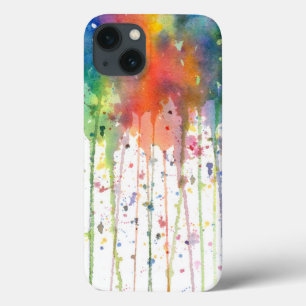 Etui iPhone 13 Art abstrait à l'aquarelle dégoulinant