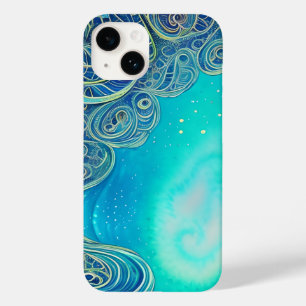 Coque Case-Mate iPhone Art abstrait bleu et sarcelle