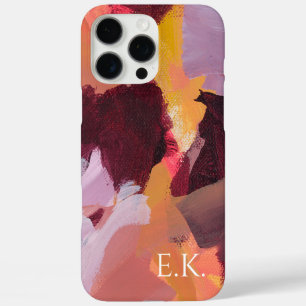 Coque iPhone 16 Pro Max Art abstrait coloré Monogramme Nom personnalisé