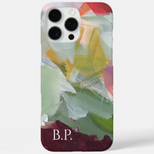 Coque iPhone 16 Pro Max Art abstrait coloré Monogramme Nom personnalisé
