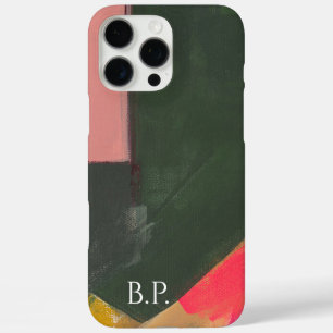Coque iPhone 16 Pro Max Art abstrait coloré Monogramme Nom personnalisé