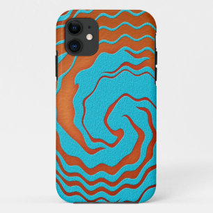 Coques Pour iPhone Art abstrait de vague bleu et orange
