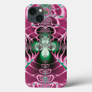 Etui iPhone 13 Art Abstrait Fleur Rouge